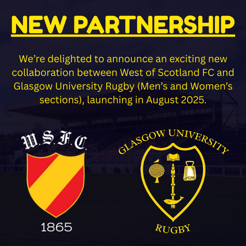 West of Scotland FC and Glasgow University Rugby Announce New Partnership